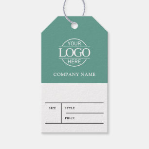 Simple Teal Business Logo Clothing Price Hang Tag
