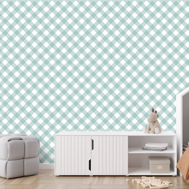 Simple teal check gingham plaid wallpaper (Creator Uploaded)