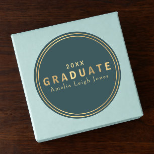 Simple Teal & Gold Graduation Sticker