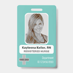 Simple Teal Green Blue Rounded Corners Photo Logo Badge