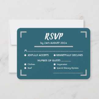 Simple Teal Handwritten Script Wedding RSVP Card