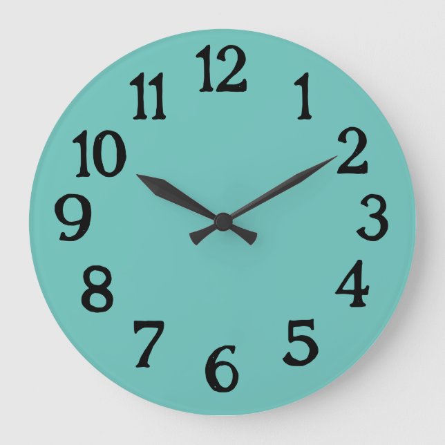 Simple Teal Mermaid Normal Plain Clock (Front)