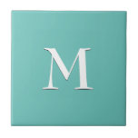 Simple TEAL monogram ceramic tile<br><div class="desc">Simple,  elegant light teal ceramic tile with optional,  customizable monogram. Designed to coordinate with music notes version. Delete monogram for plain tile. Available in other colours and with matching items.</div>