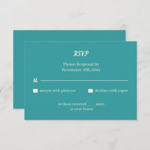 Simple Teal Personalized Wedding RSVP Card