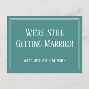 Simple Teal Postponed Wedding Update Notice Postcard
