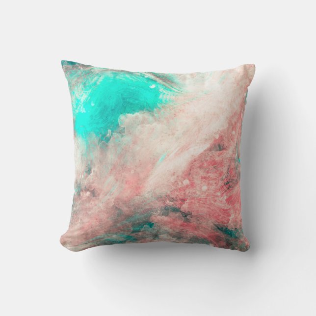 Simple Teal Watercolor Grunge | Throw Pillow (Front)