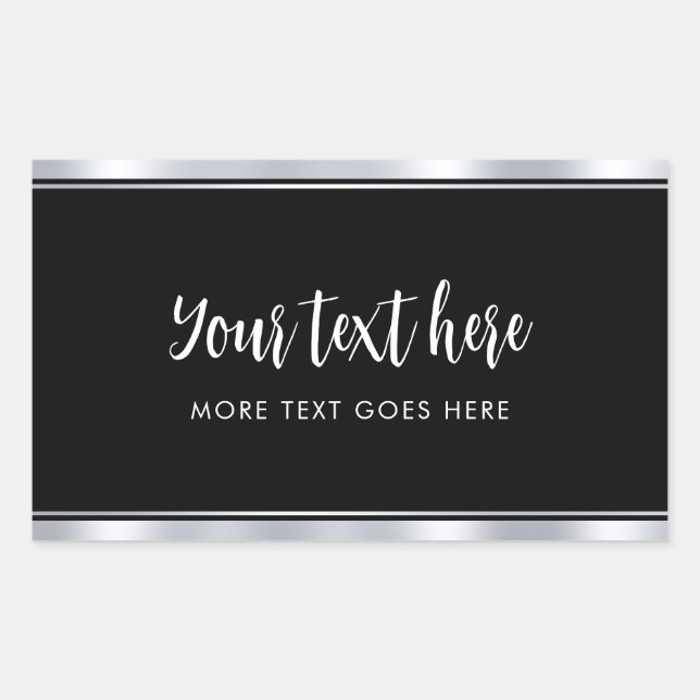 Simple Template Faux Silver Custom Handwritten Sticker (Front)