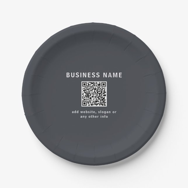Simple Template for your QR code | Dark Grey Paper Plate (Front)