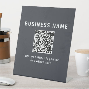Simple Template for your QR code Dark Grey Pedestal Sign