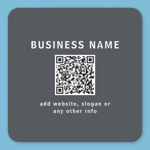 Simple Template for your QR code   Dark Grey Square Sticker