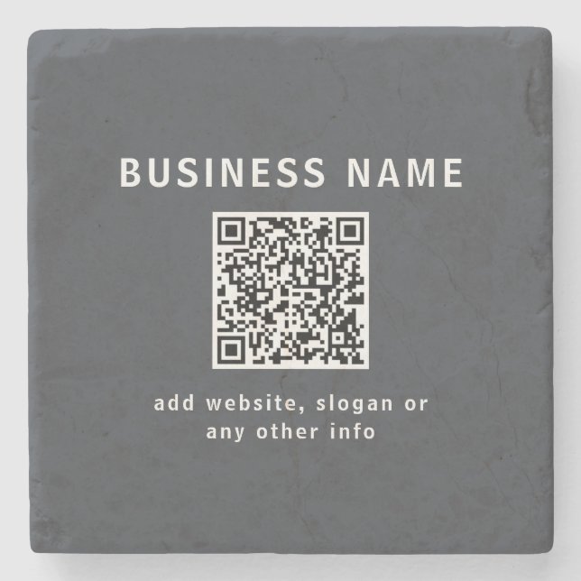 Simple Template for your QR code | Dark Grey Stone Coaster (Front)