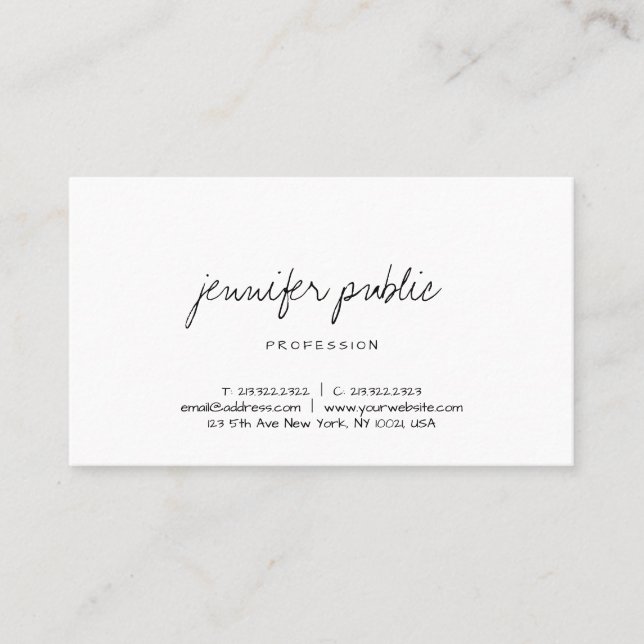 Simple Template Modern Handwritten Professional Business Card (Front)
