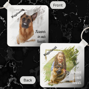 Simple Template Pet Memorial Photo Name Keepsake Keychain
