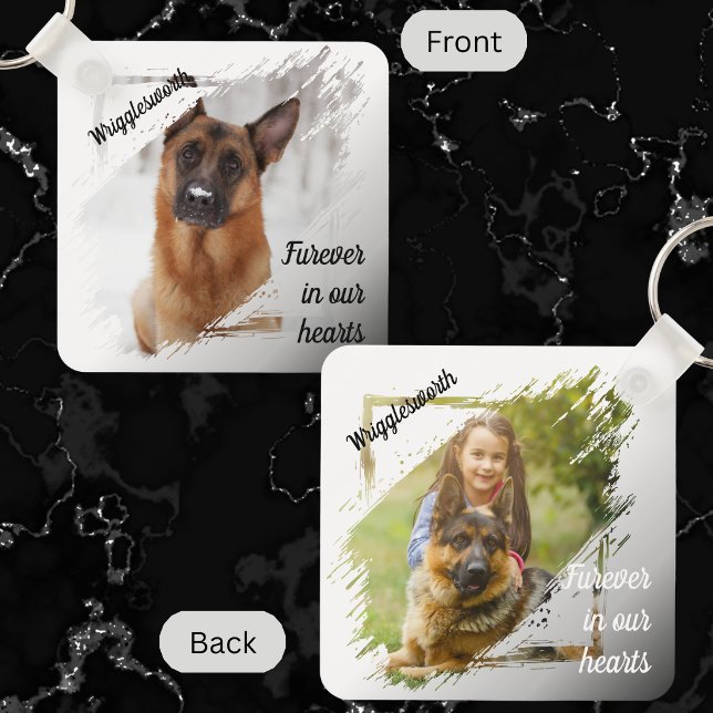 Simple Template Pet Memorial Photo Name Keepsake Keychain (Creator Uploaded)