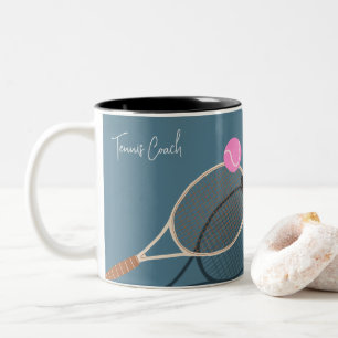 Simple Tennis Modern Pastel Two-Tone Coffee Mug