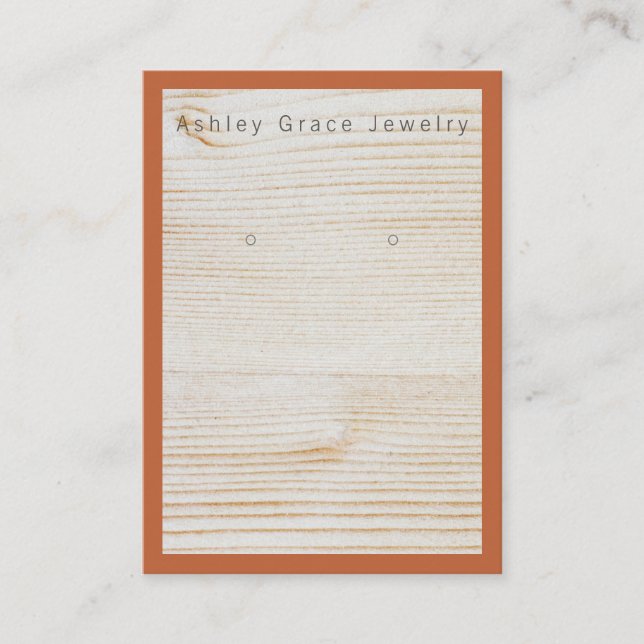 Simple Terra Cotta Brown Wood Earring Display Card (Front)