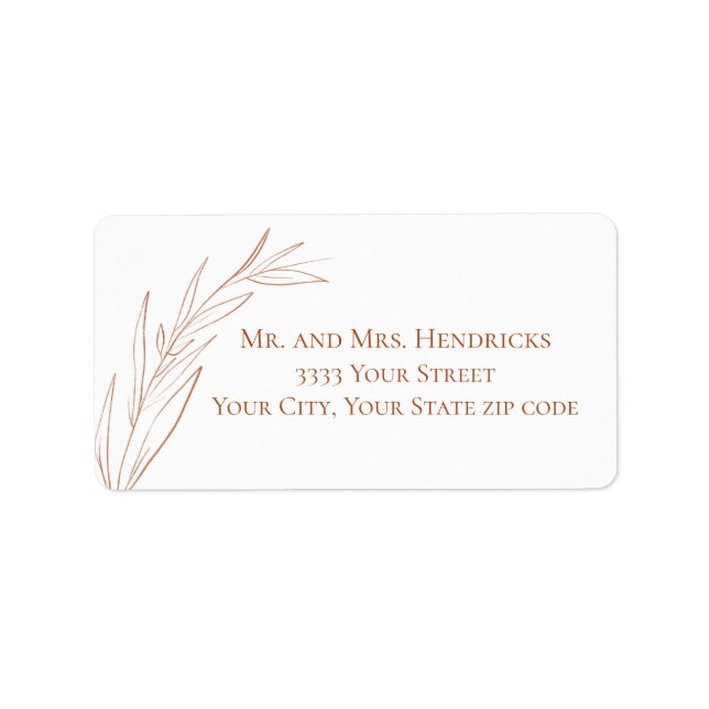 Simple Terra Cotta Wedding Return Address Label (Front)