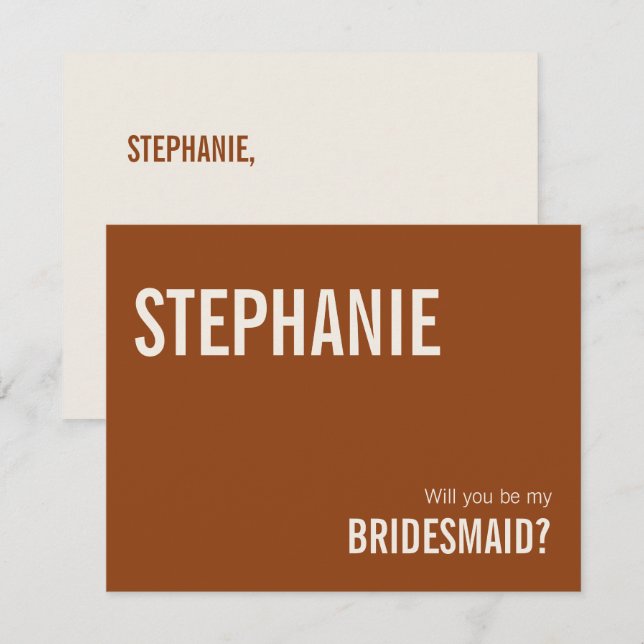 Simple Terracotta Be My Bridesmaid Proposal Card (Front/Back)