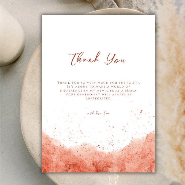 Simple Terracotta Boho Desert Baby Shower Thank You Card (Simple Terracotta Boho Desert Baby Shower Thank You Card)