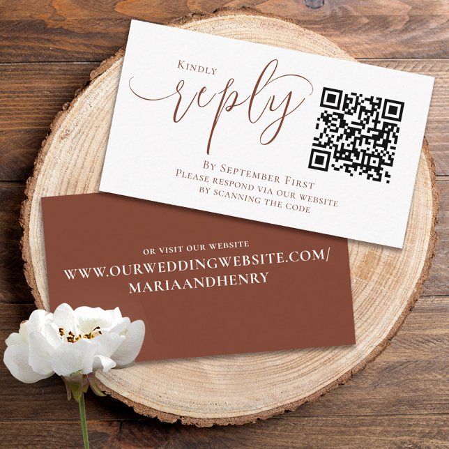 Simple Terracotta Calligraphy Reply | QR Code Enclosure Card (Creator Uploaded)