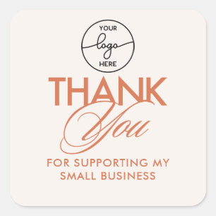 Simple Terracotta Customer Thank You Script Logo Square Sticker