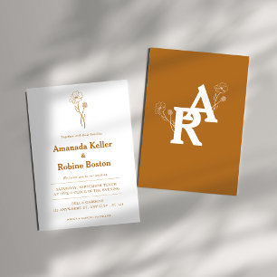 Simple Terracotta Floral Wedding Invitation