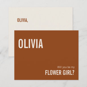 Simple Terracotta Flower Girl Proposal Card