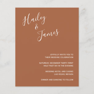 Simple Terracotta Modern Budget Wedding Invitation