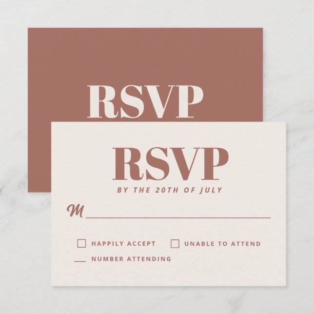 Simple Terracotta moderne minimaliste mariage RSVP (Devant / Derrière)
