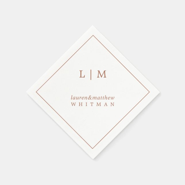 Simple Terracotta Monogram Elegant Wedding Napkin (Corner)