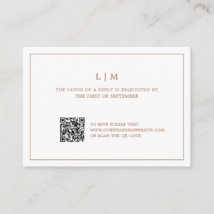 Simple Terracotta Monogram QR Code Wedding RSVP Card