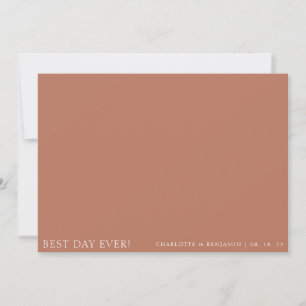 Simple Terracotta Photo Best Day Ever Wedding Thank You Card