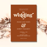 Simple Terracotta Retro Groovy Boho Wedding  Invitation<br><div class="desc">Are you looking for a stylish trendy wedding invitation with groovy retro typography? Check out this Simple Terracotta Burnt Orange Retro Boho Wedding Invitation. You can add your details in the template fields very easily and you can even change the font style of the editable text and colours by using...</div>