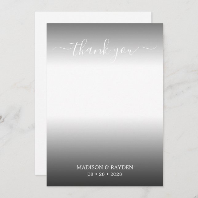 Simple Terracotta Script Overlay Wedding Photo Thank You Card (Front/Back)