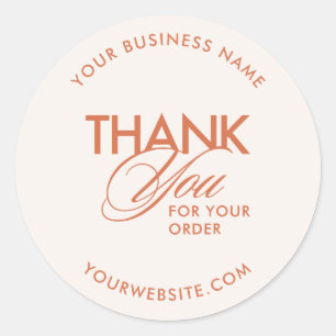 Simple Terracotta Thank You Script Business Classic Round Sticker