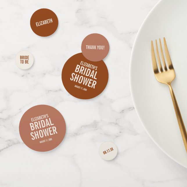 Simple Terracotta Typography Bridal Shower Confetti (Group)