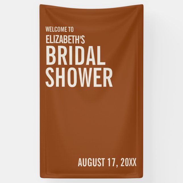 Simple Terracotta Typography Bridal Shower Welcome Banner (Vertical)