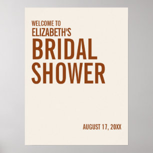 Simple Terracotta Typography Bridal Shower Welcome Poster