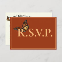 Simple Terracotta with Monarch Butterfly QRC RSVP 