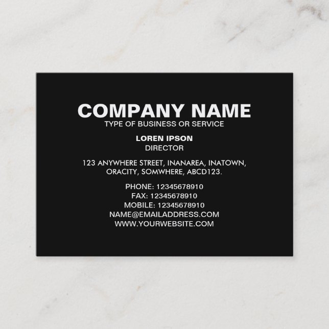 Simple Text 06 - Black (Grey Back) Business Card (Front)