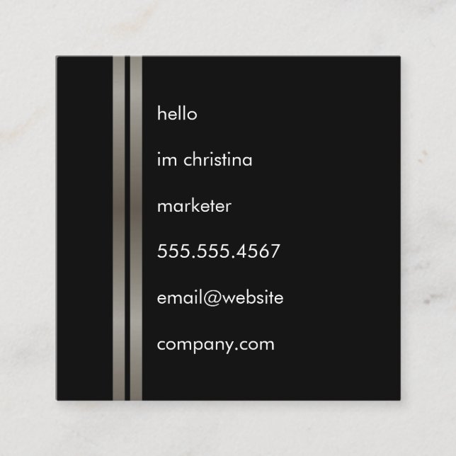 Simple Text Faux Metallic double Trim Square Business Card (Front)