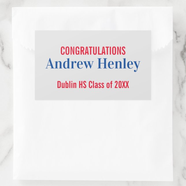 Simple Text Graduation Party Favour Sticker (Bag)