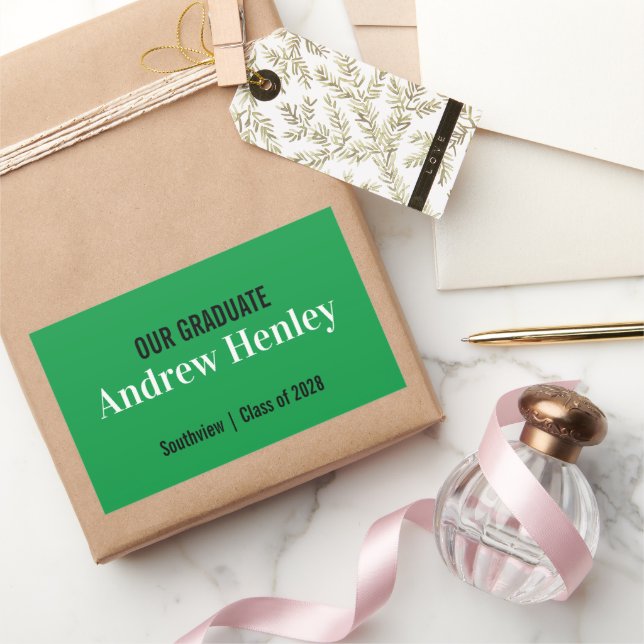 Simple Text Green Graduation Party Favour Sticker (Gifting)