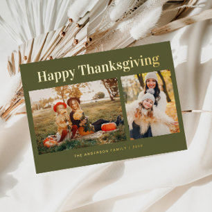 Simple Text Happy Thanksgiving  Foil Holiday Card