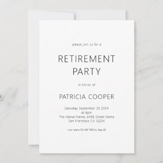Simple Text Only Black and White Retirement Party Invitation