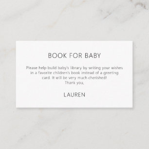 Simple Text Only Book For Baby Enclosure Card