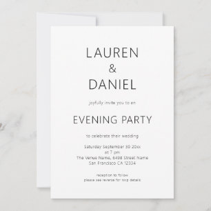 Simple Text Only QR Code Wedding Evening Party Invitation