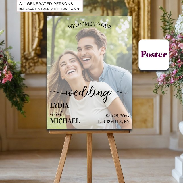 Simple Text Overlay Photo Wedding Welcome Poster (Creator Uploaded)