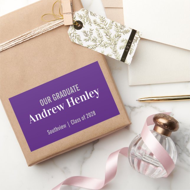 Simple Text Purple Graduation Party Favour Sticker (Gifting)