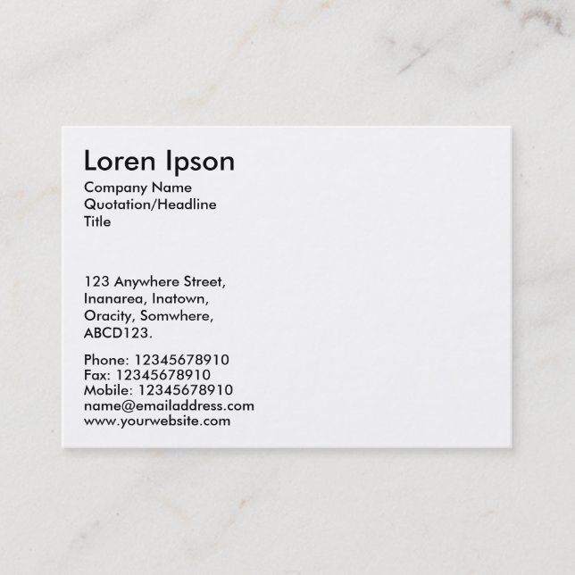 Simple Text - White Business Card (Front)